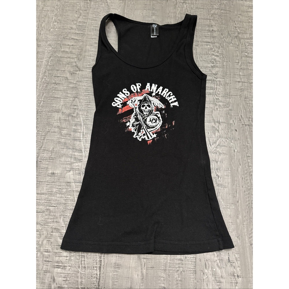 Sons of Anarchy tank top women black size small stretchy Grim Reaper Official